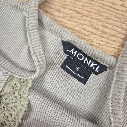 Monki szürke csipkés spagettipántos női mini ruha - S