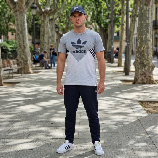 Adidas Originals szürke-fehér mintás férfi póló - M