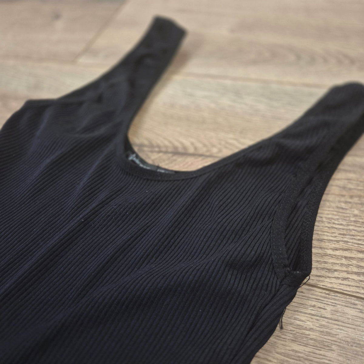 Stradivarius fekete női bordás crop top - L