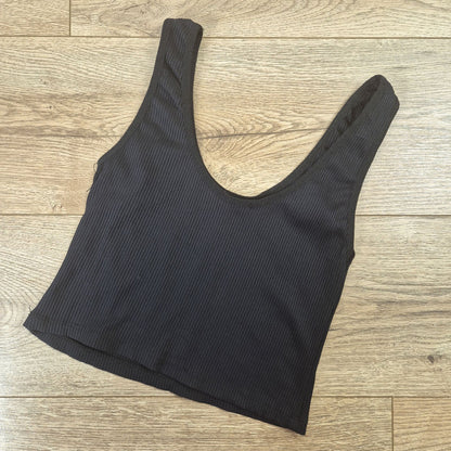 Stradivarius fekete női bordás crop top - L