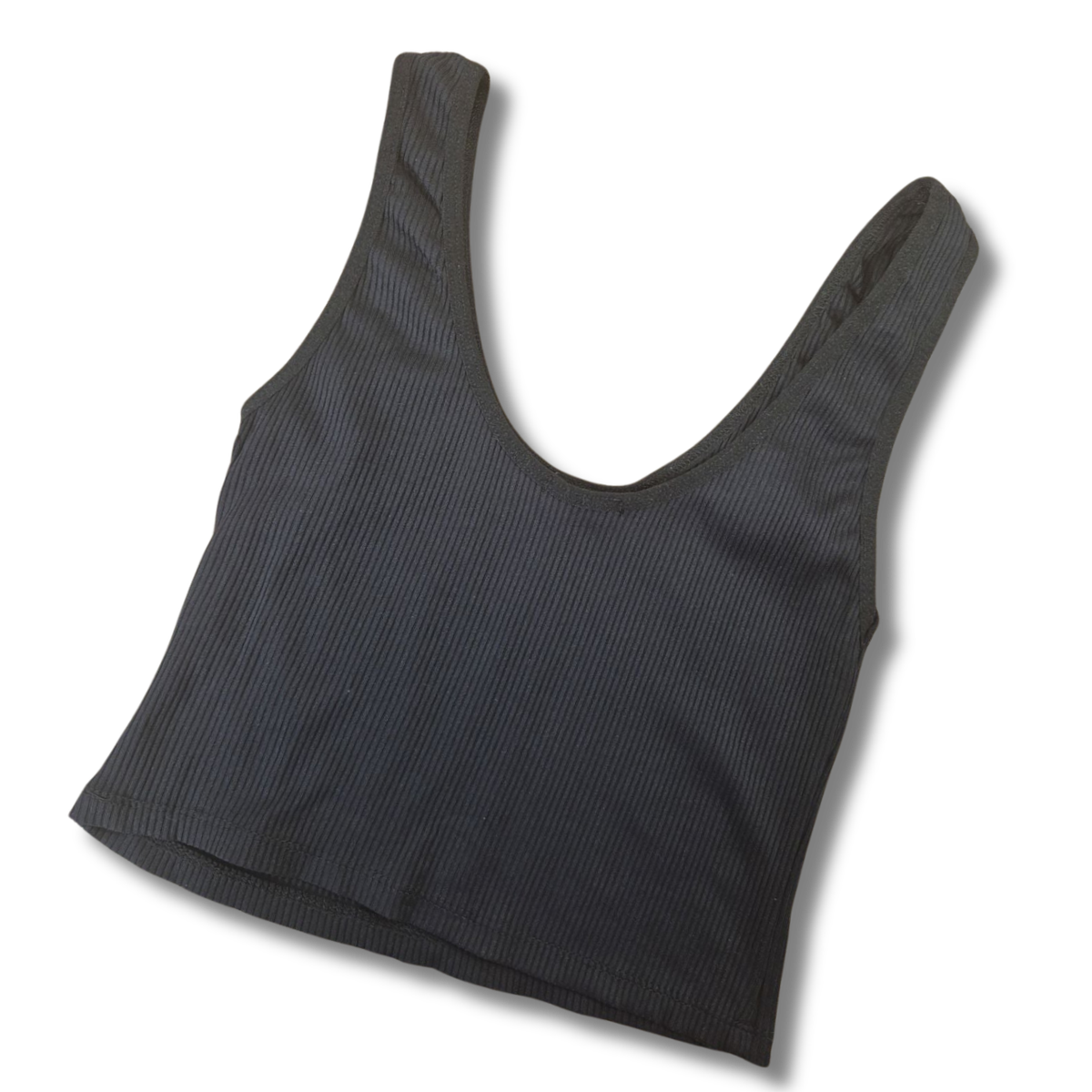 Stradivarius fekete női bordás crop top - L