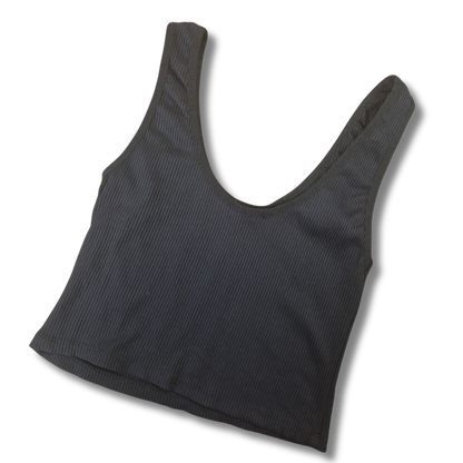 Stradivarius fekete női bordás crop top - L