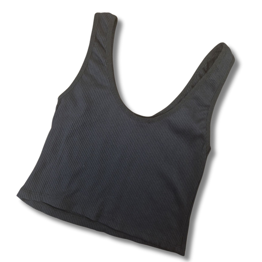 Stradivarius fekete női bordás crop top - L