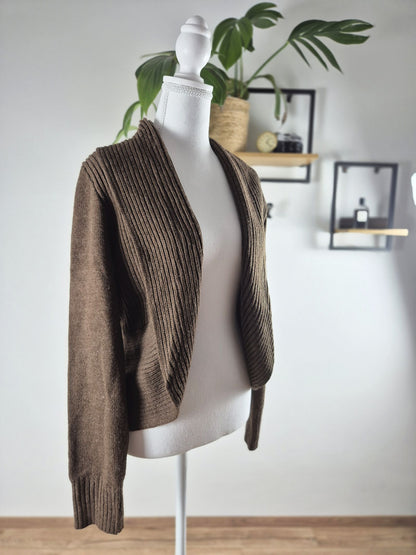 H&M Basic barna nyitott kötött kardigán - M