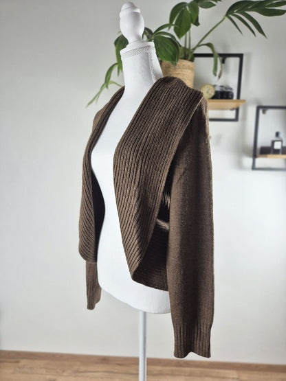 H&M Basic barna nyitott kötött kardigán - M