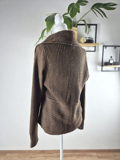 H&M Basic barna nyitott kötött kardigán - M