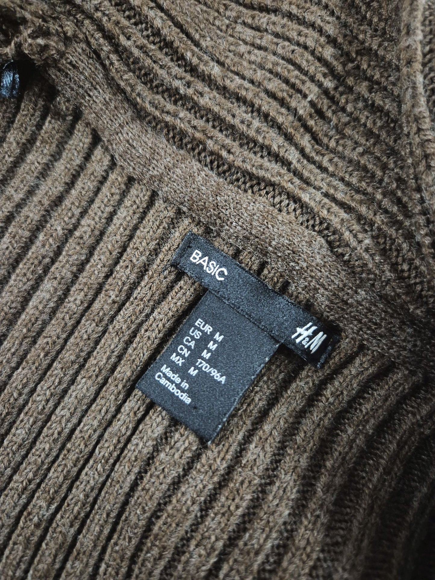 H&M Basic barna nyitott kötött kardigán - M