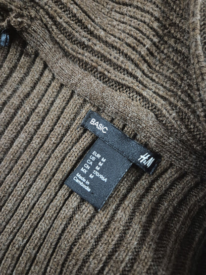 H&M Basic barna nyitott kötött kardigán - M