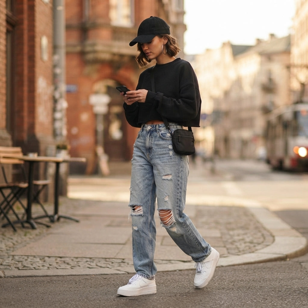 Pull&Bear fekete női laza crop pulóver - XS