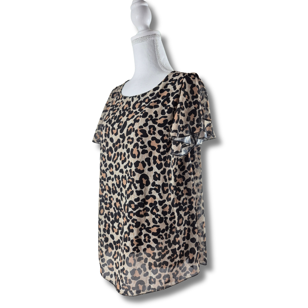 Made in Italy leopárdmintás muszlin felső fekete béléssel - L/XL