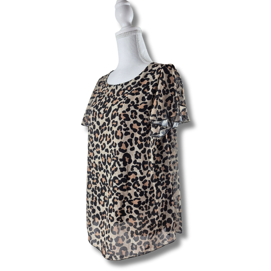 Made in Italy leopárdmintás muszlin felső fekete béléssel - L/XL