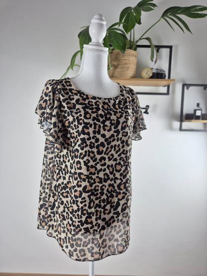 Made in Italy leopárdmintás muszlin felső fekete béléssel - L/XL
