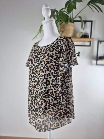Made in Italy leopárdmintás muszlin felső fekete béléssel - L/XL