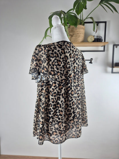 Made in Italy leopárdmintás muszlin felső fekete béléssel - L/XL