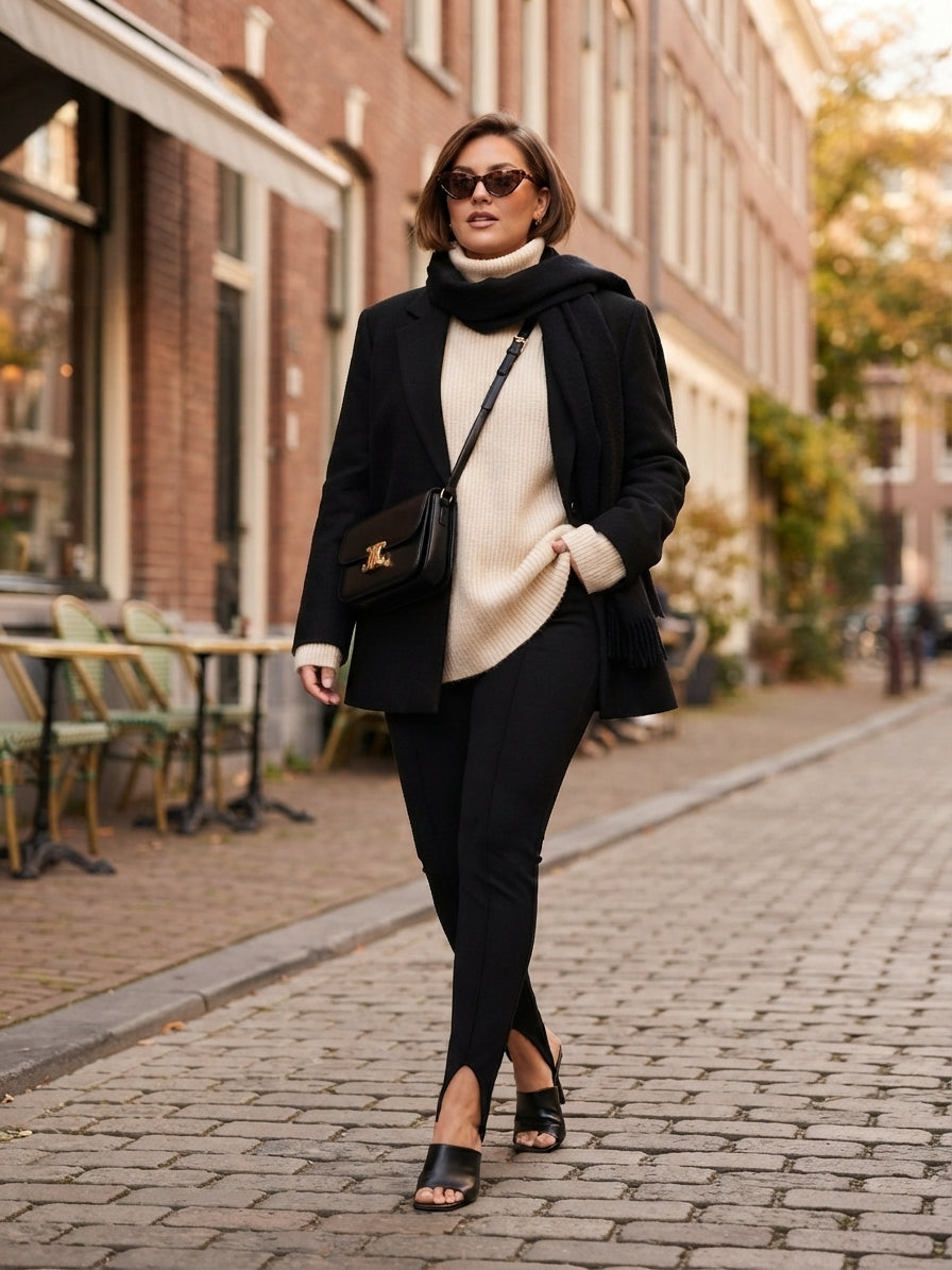 Esmara fekete élvarrott talpalós leggings - M (40/42)