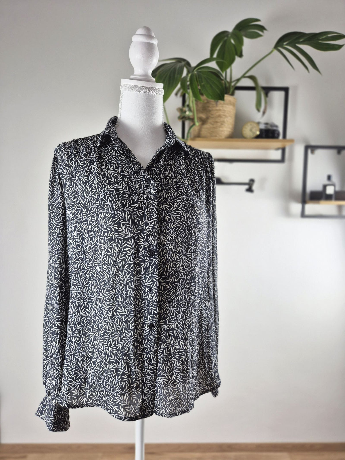 H&M sötétkék női leveles mintás ing - XL