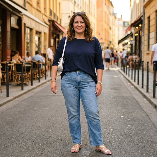 Yessica sötétkék női felső - XXL