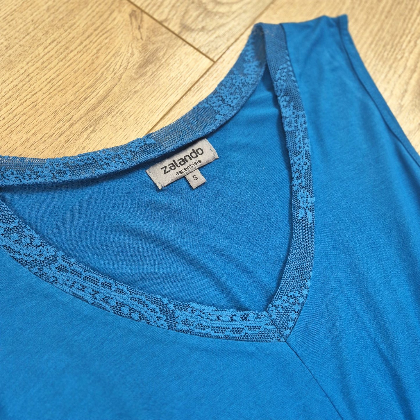 Zalando kék női csipkés top - S