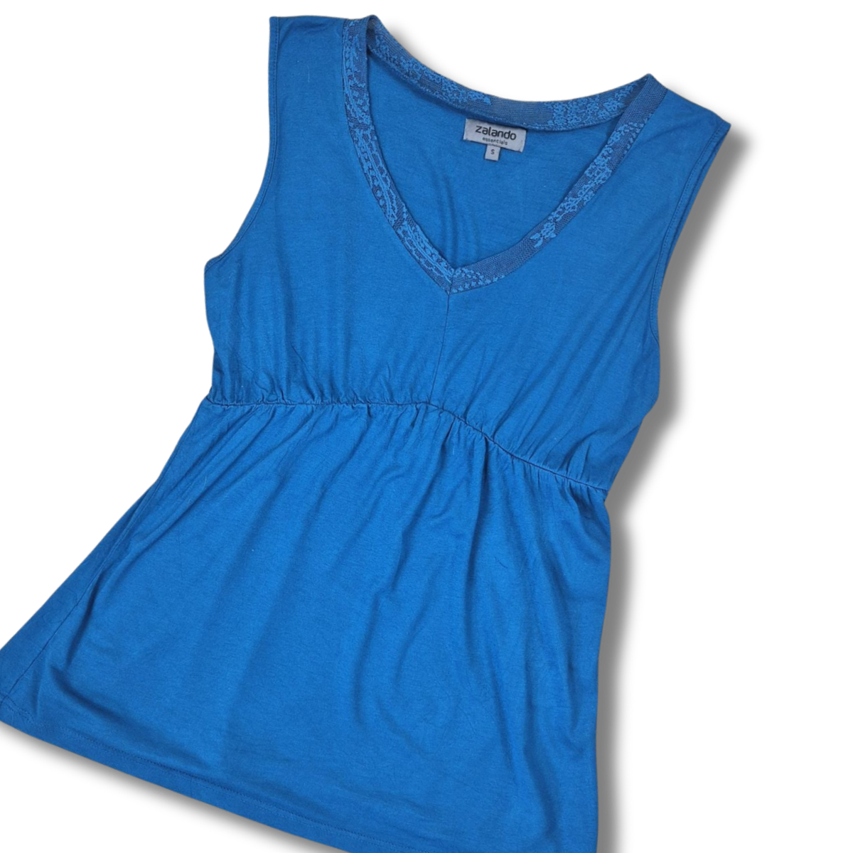 Zalando kék női csipkés top - S