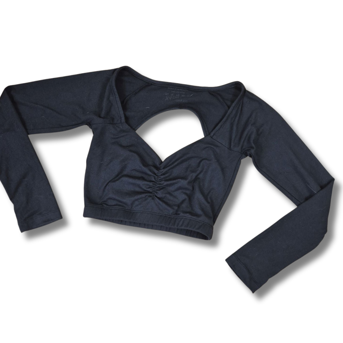 S-shaped fekete női hosszú ujjú crop top - XS