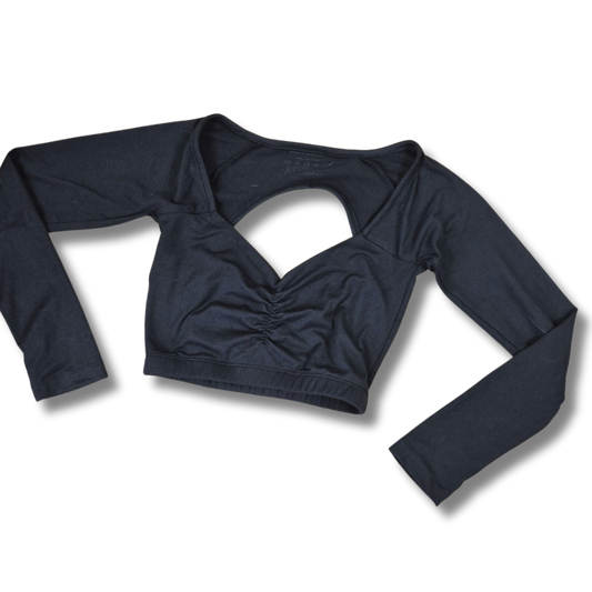 S-shaped fekete női hosszú ujjú crop top - XS