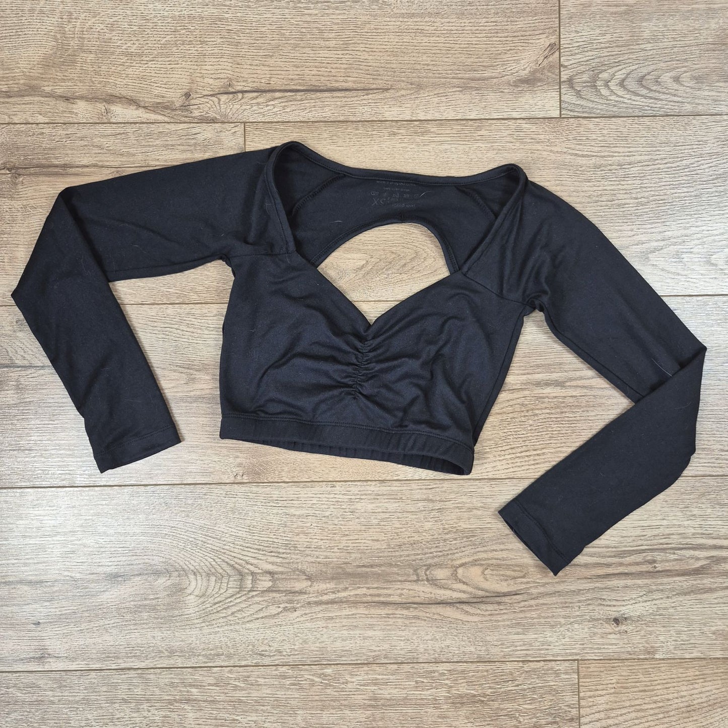 S-shaped fekete női hosszú ujjú crop top - XS