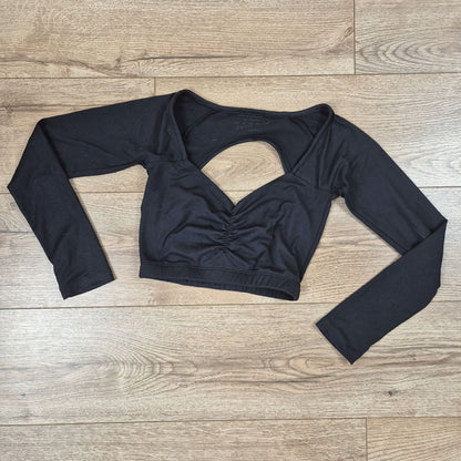 S-shaped fekete női hosszú ujjú crop top - XS