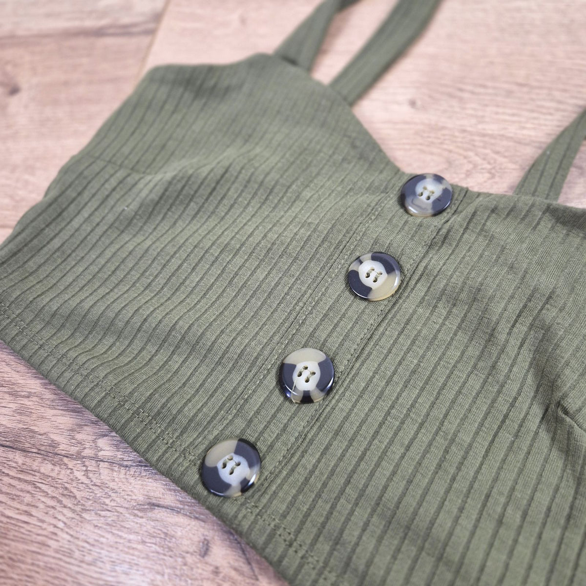 Tally Weijl khaki női gombos bordás crop top - XS