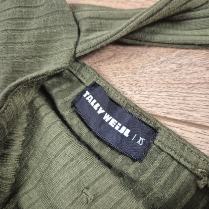 Tally Weijl khaki női gombos bordás crop top - XS