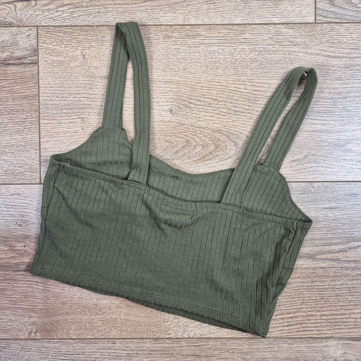 Tally Weijl khaki női gombos bordás crop top - XS