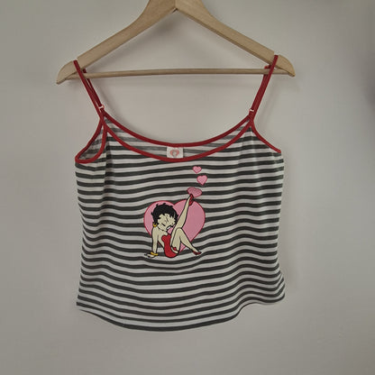 Vintage Betty Boop csíkos top - L